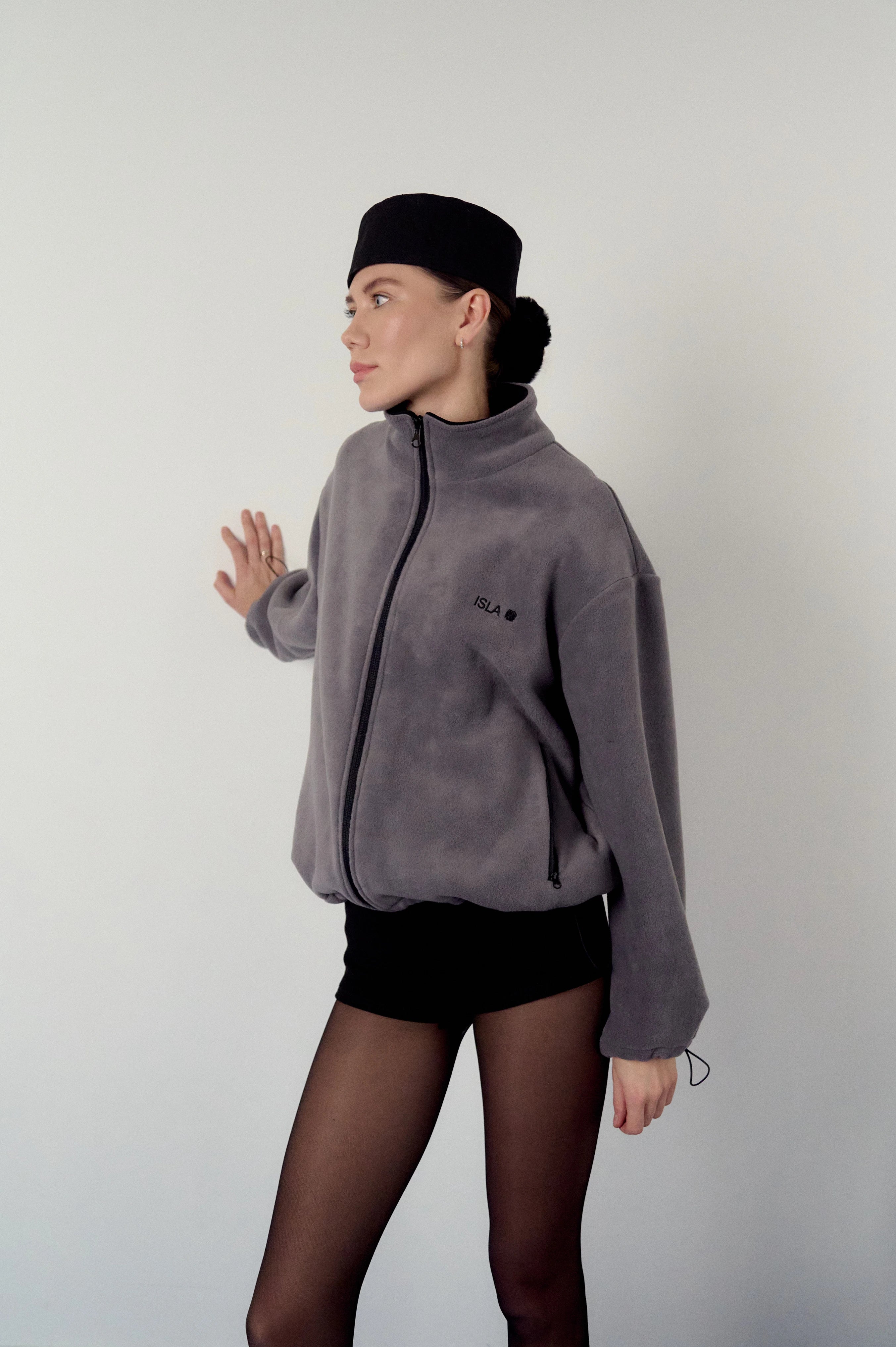 Fleece jacket in grey – ISLA EMILIJA