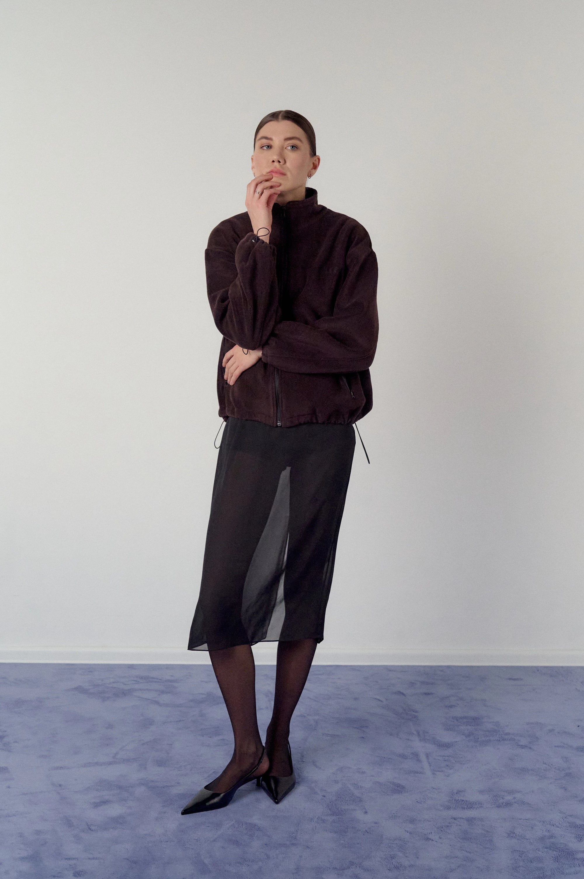 Fleece jacket in brown