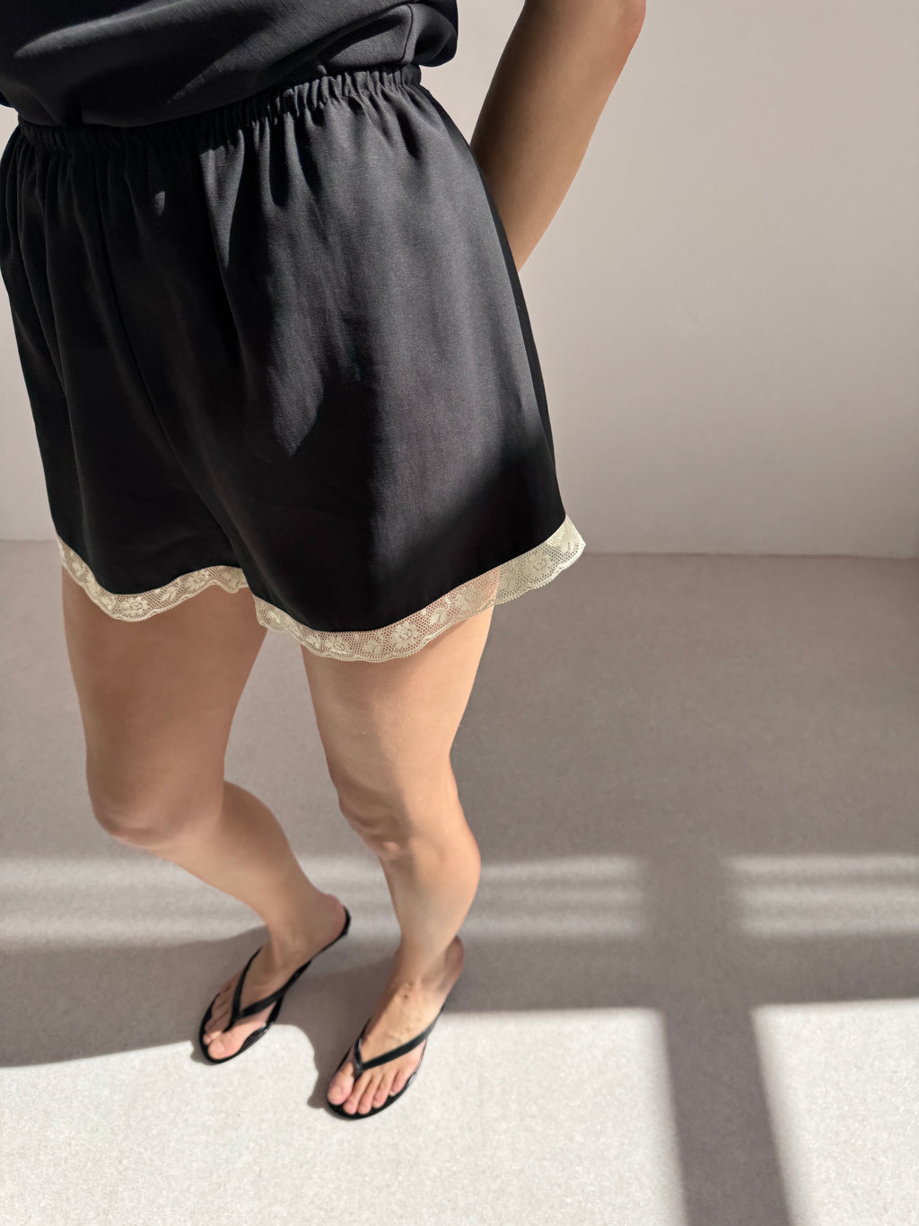 Graciosa lace cupro shorts