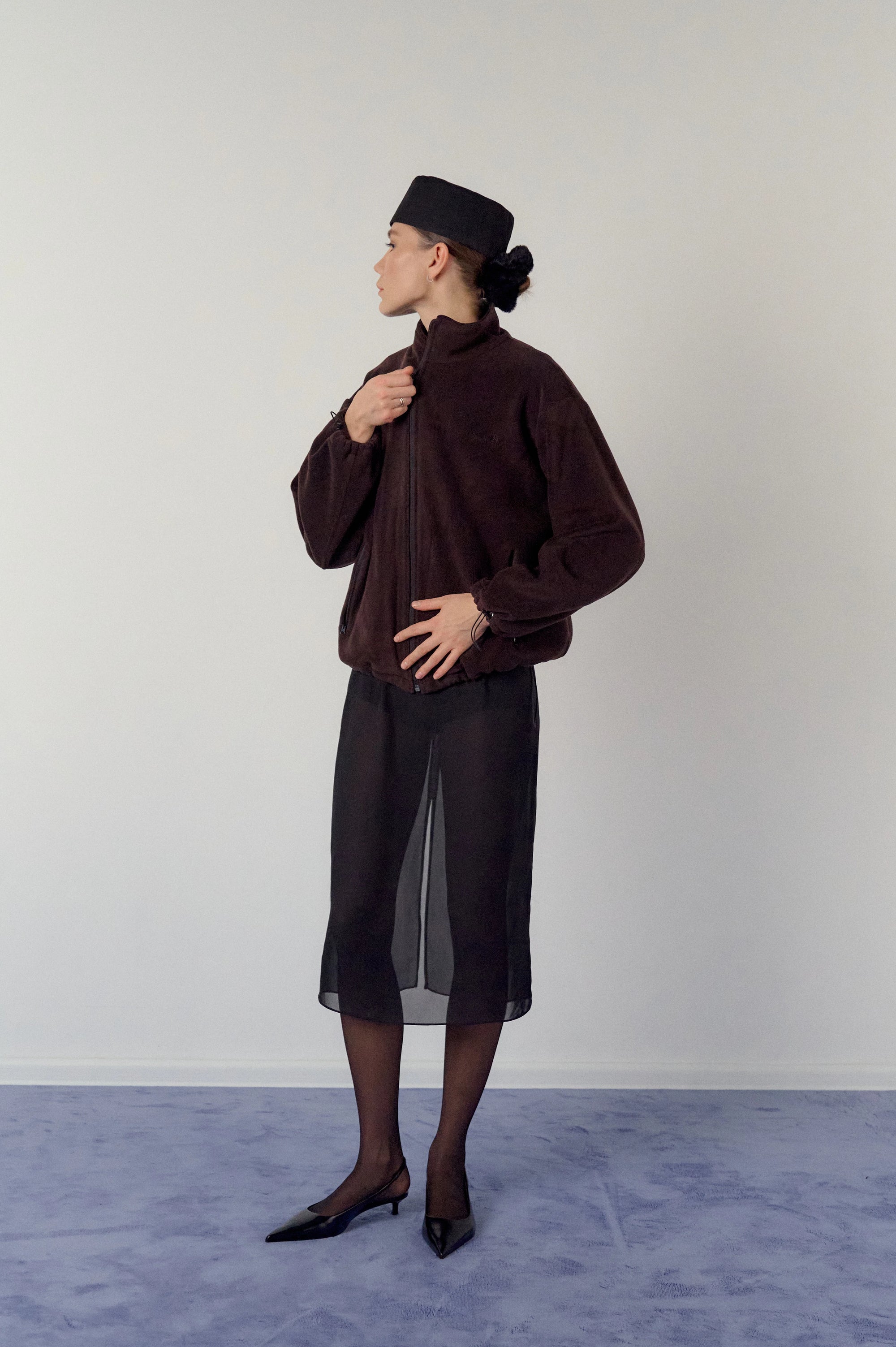 Fleece jacket in brown